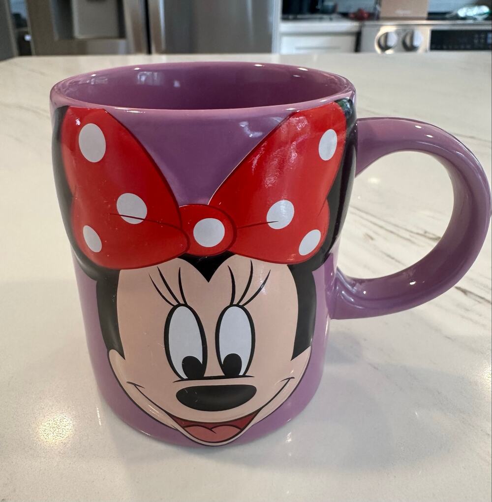Disney Minnie Mouse Jerry Leigh Purple 3D Bow Ceramic Mug 8 Oz Lavender